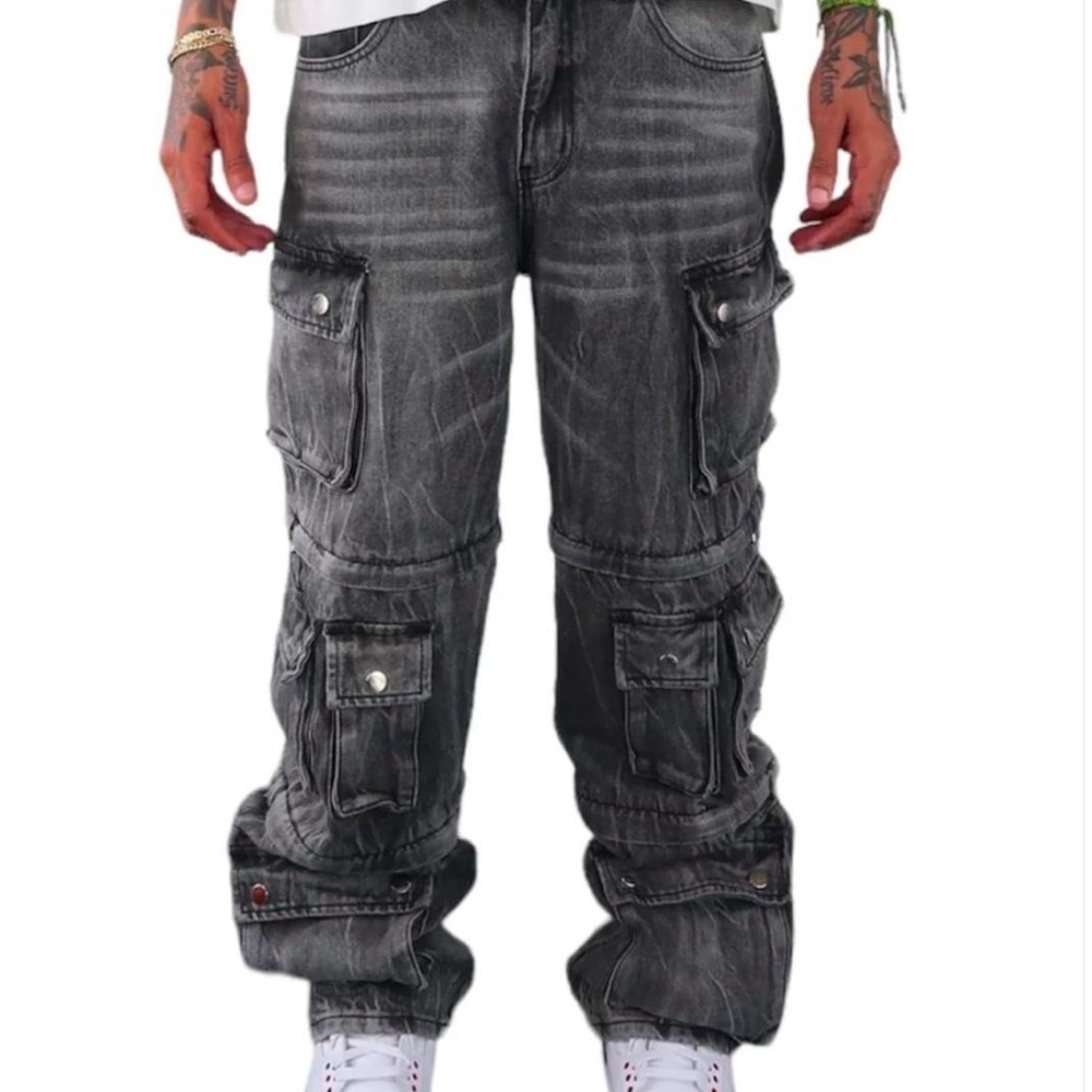Gemsbymadeline black denim cargo